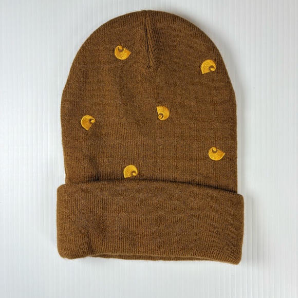 Carhartt Unisex Beanie in Brown with Gold Logo Accents OS - Picture 2 of 6